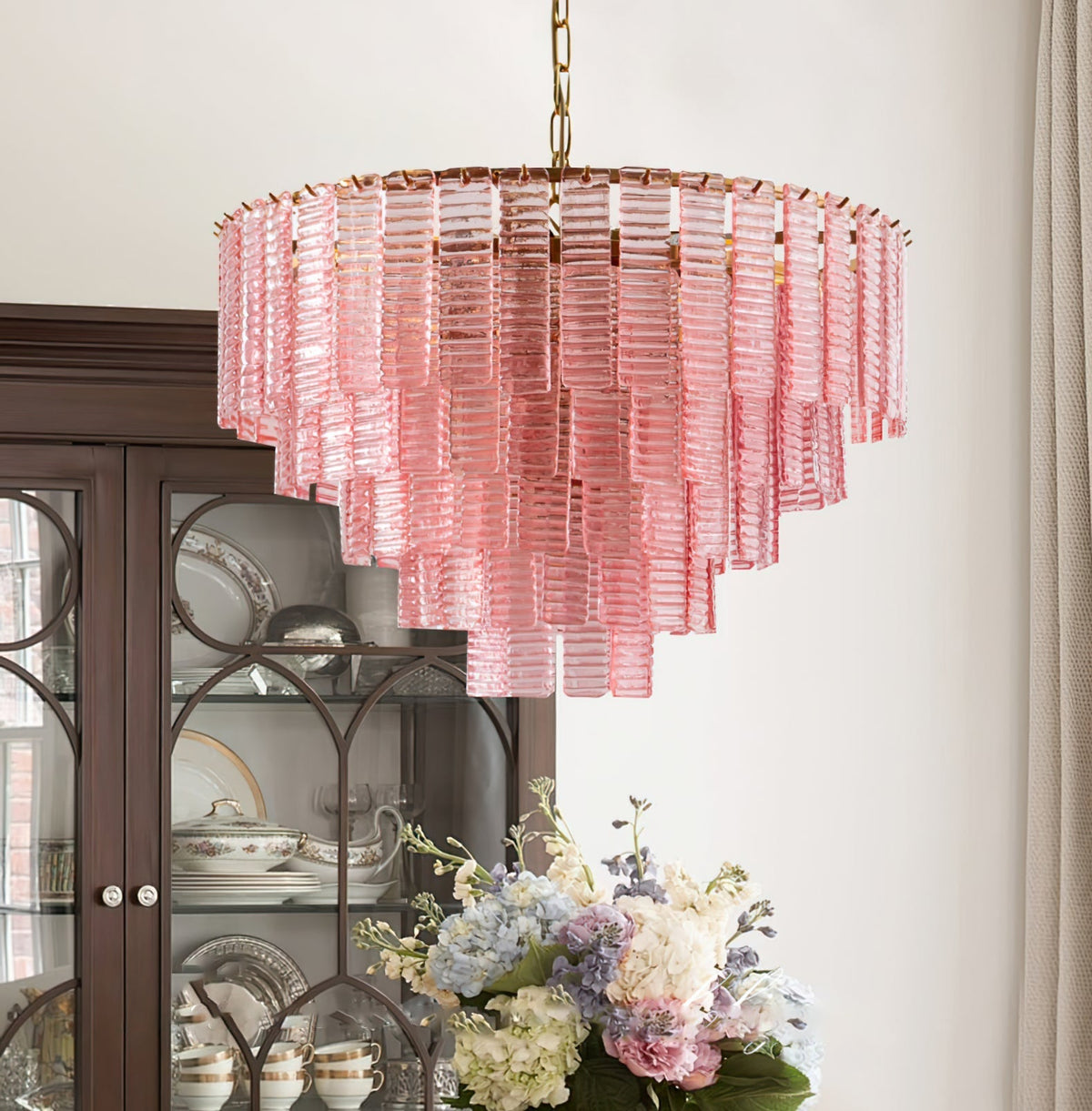 Opalora Pink Murano Glass Chandelier