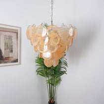 Orange Murano Glass Disc Chandelier