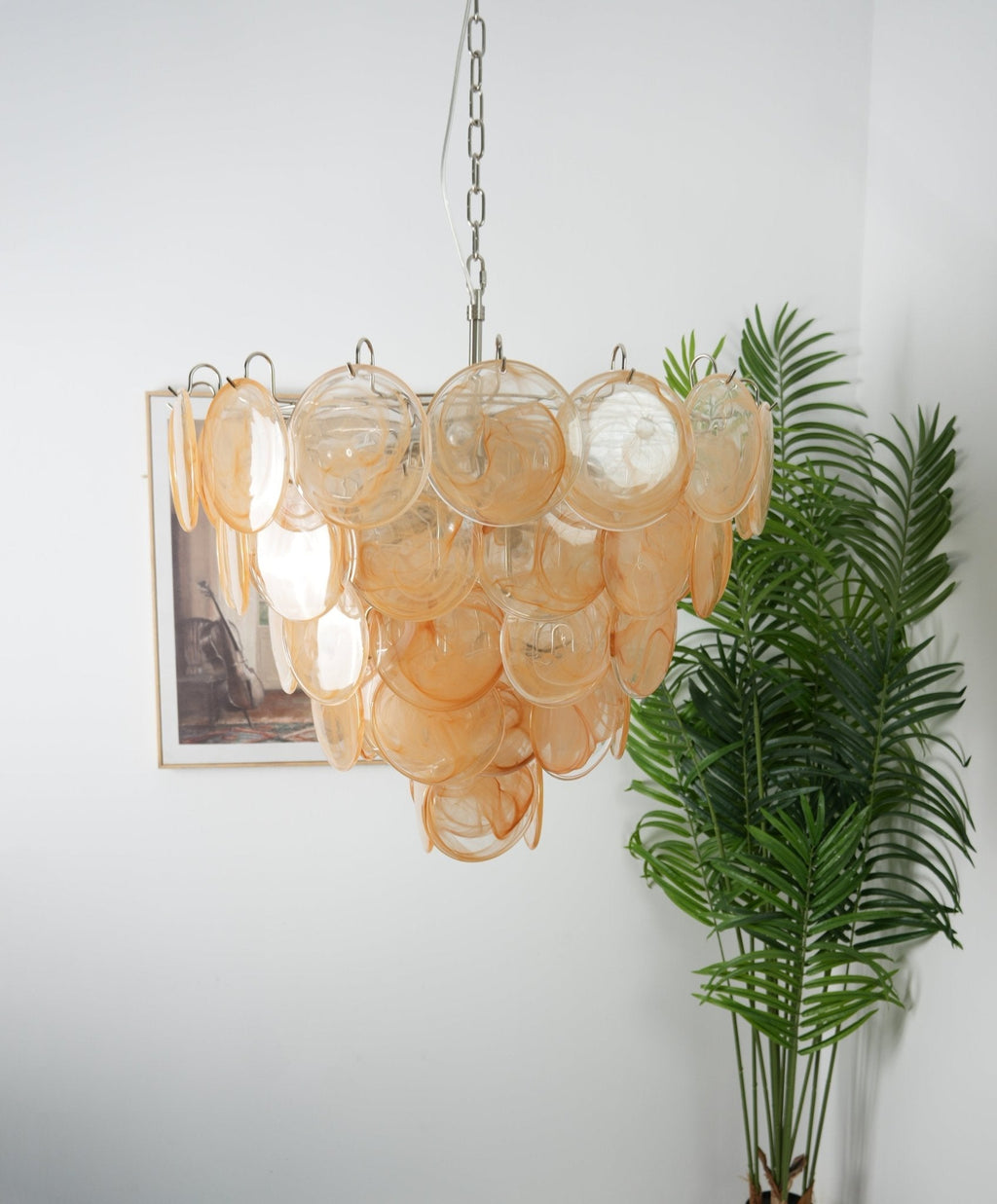 Orange Murano Glass Disc Chandelier