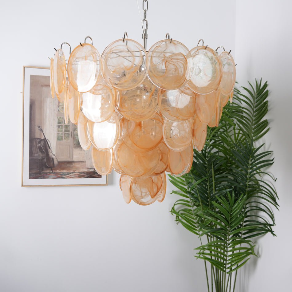 Orange Murano Glass Disc Chandelier