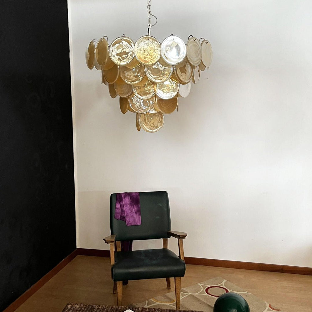 Orange Murano Glass Disc Chandelier
