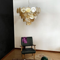 Orange Murano Glass Disc Chandelier