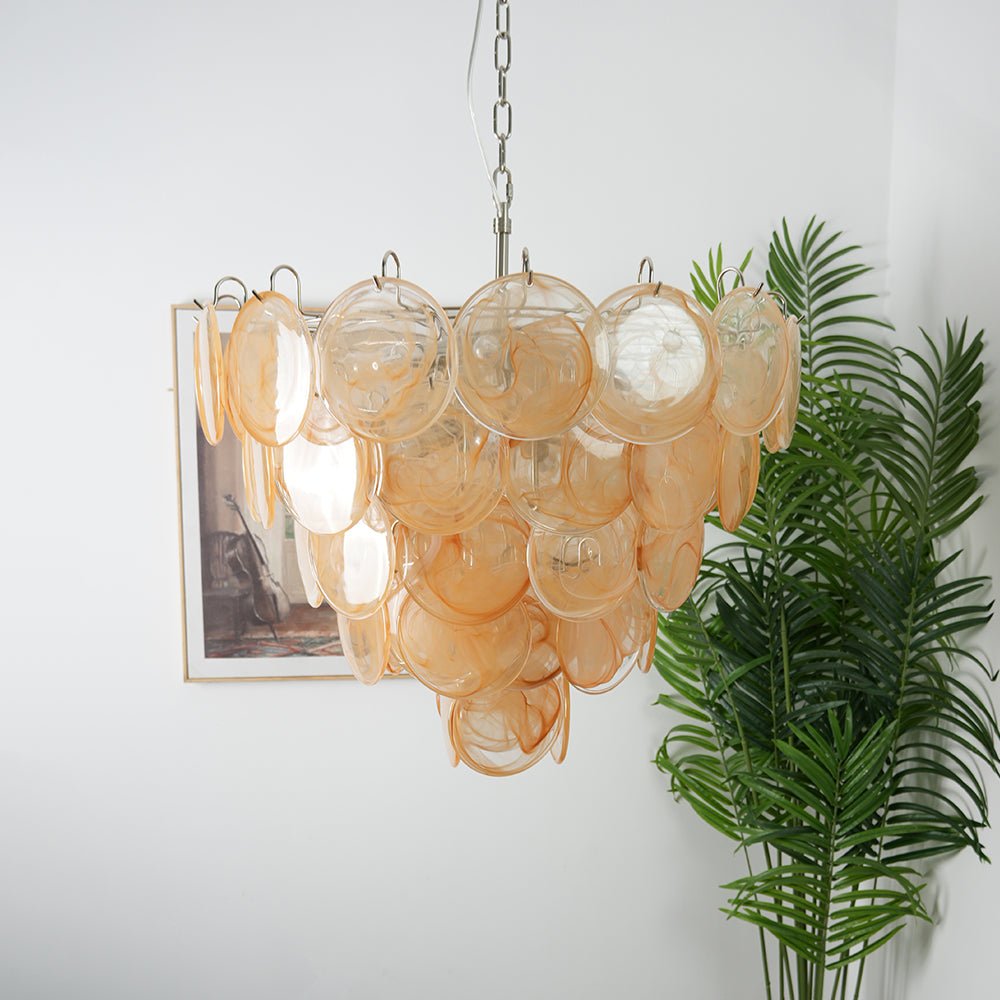 Orange Murano Glass Disc Chandelier