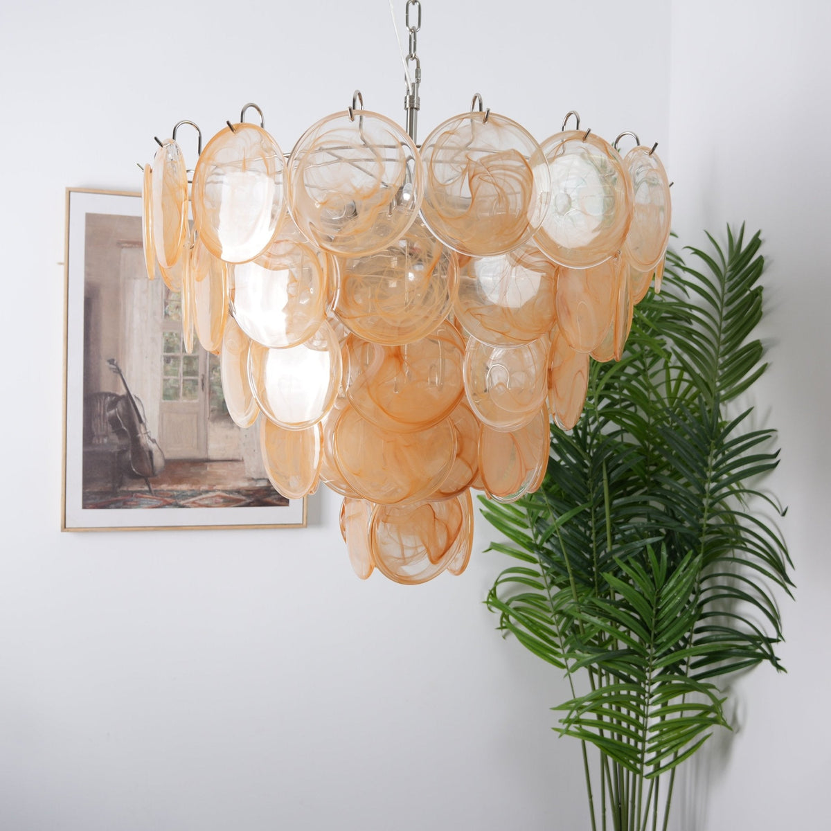 Orange Murano Glass Disc Chandelier