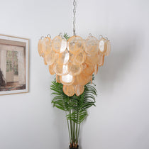 Orange Murano Glass Disc Chandelier