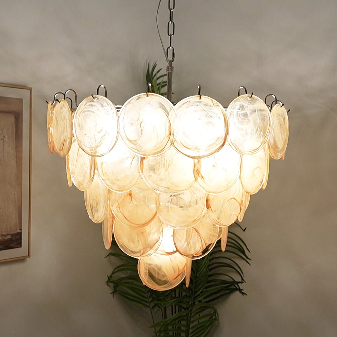 Orange Murano Glass Disc Chandelier