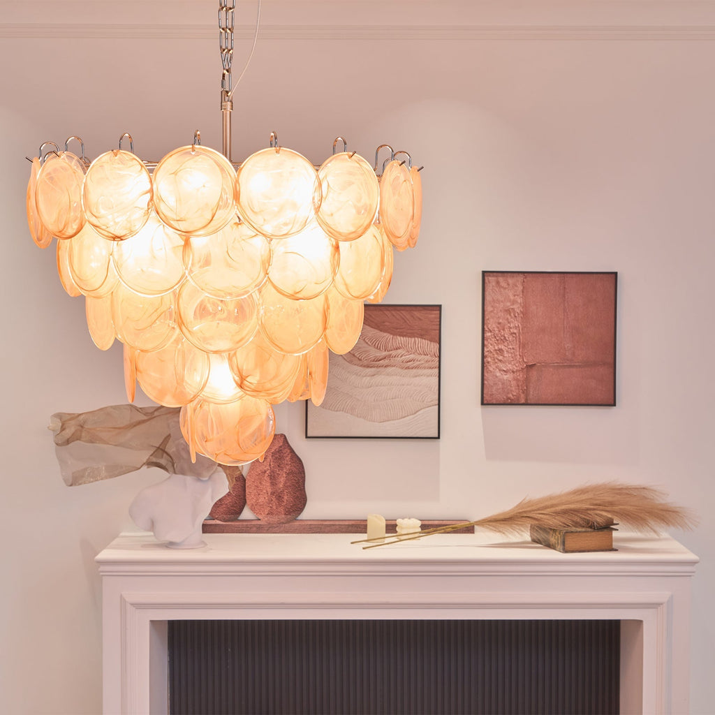 Orange Murano Glass Disc Chandelier