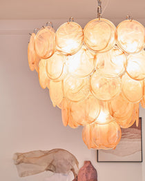 Orange Murano Glass Disc Chandelier