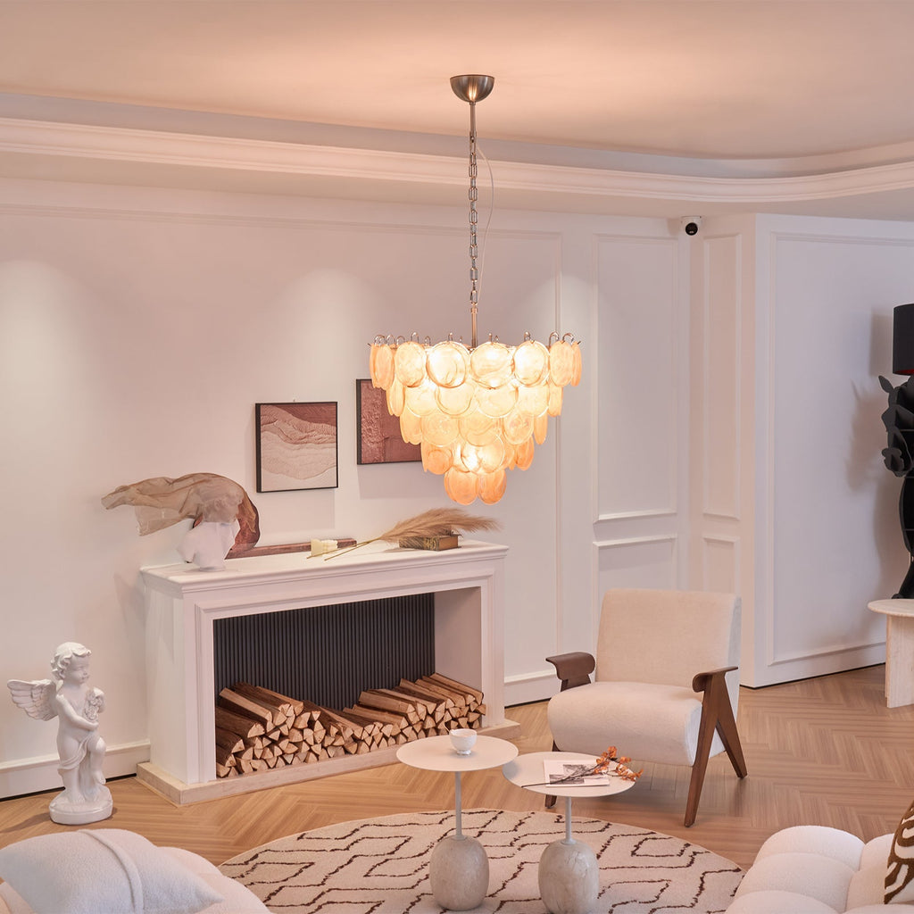 Orange Murano Glass Disc Chandelier