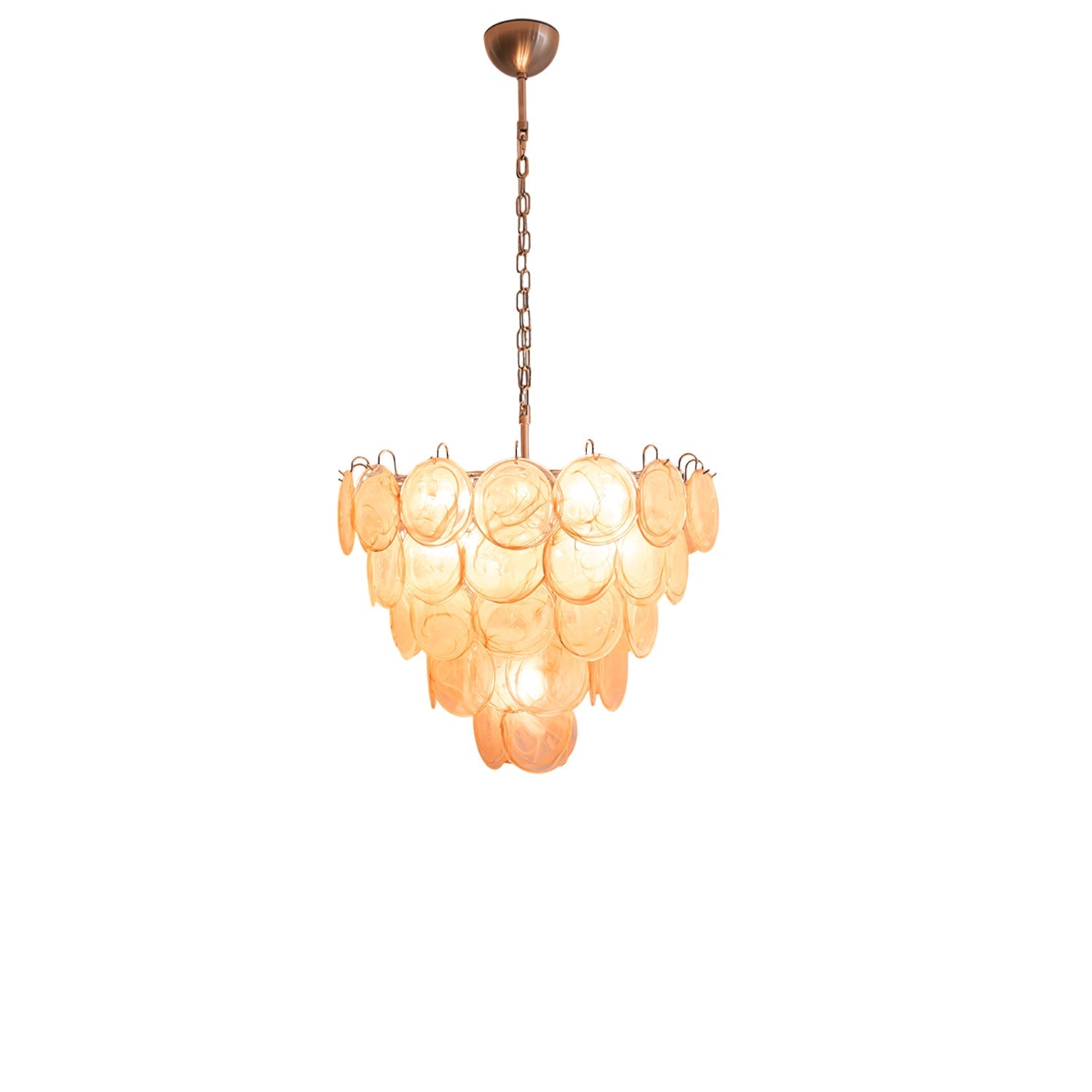 Orange Murano Glass Disc Chandelier