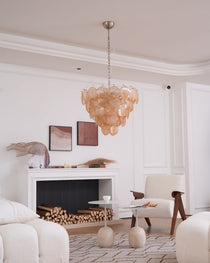 Orange Murano Glass Disc Chandelier
