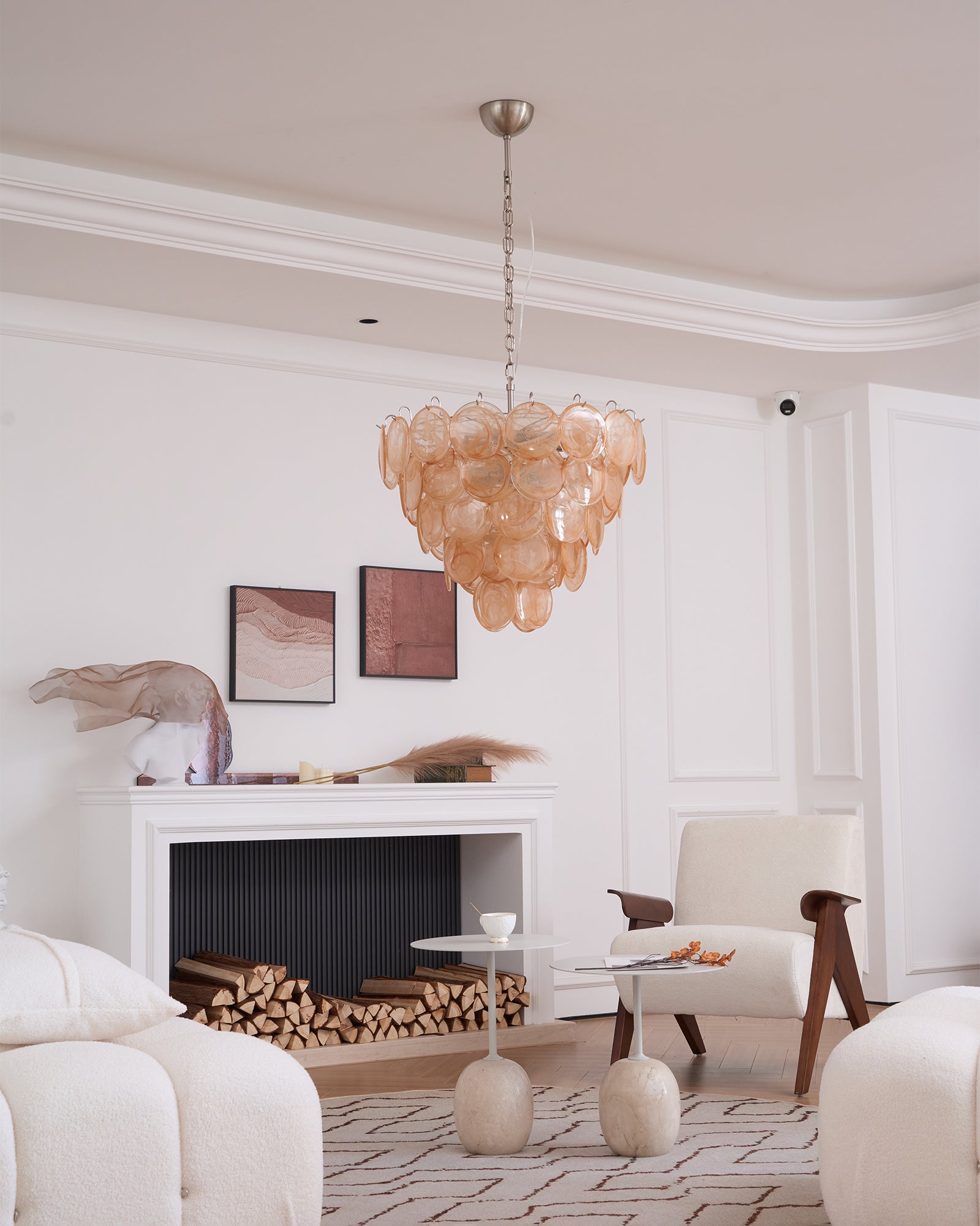 Orange Murano Glass Disc Chandelier