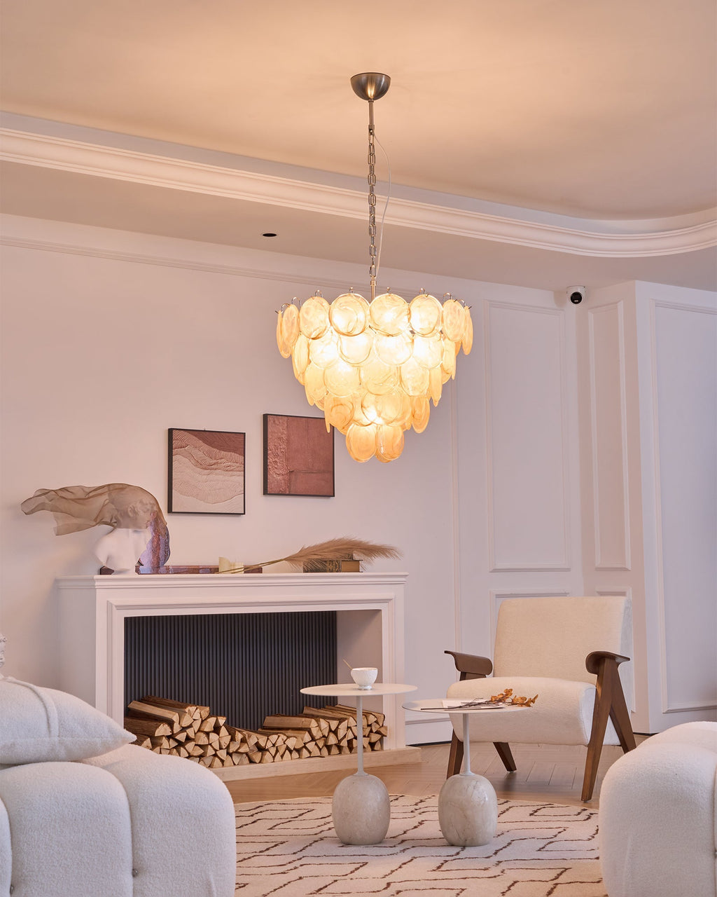 Orange Murano Glass Disc Chandelier