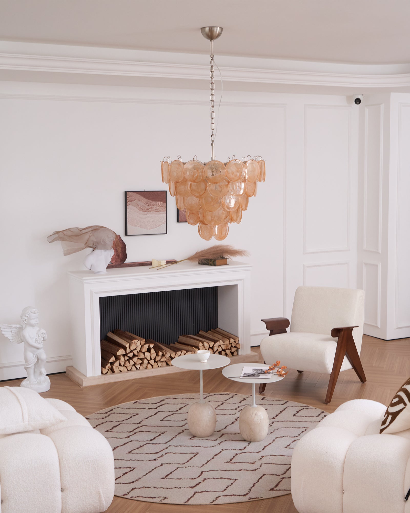 Orange Murano Glass Disc Chandelier