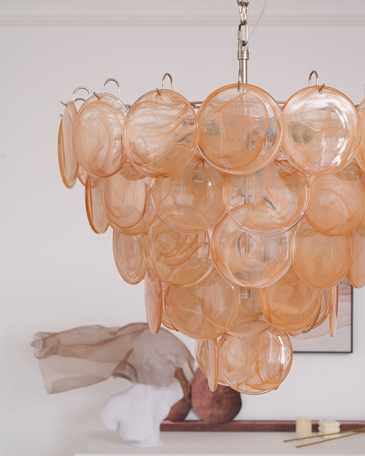 Orange Murano Glass Disc Chandelier