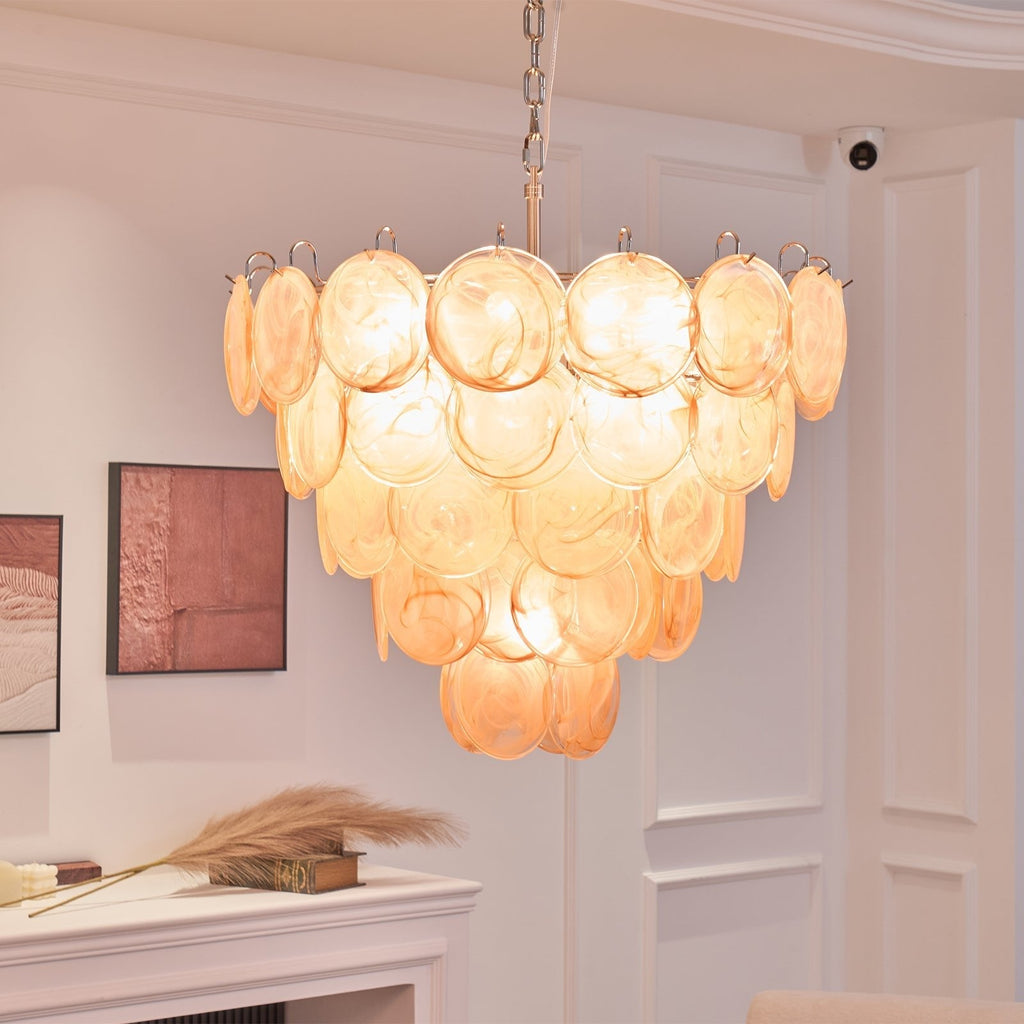 Orange Murano Glass Disc Chandelier