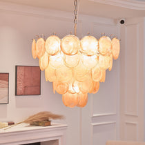 Orange Murano Glass Disc Chandelier