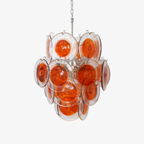 Orange Transparent Murano Glass Disc Chandelier