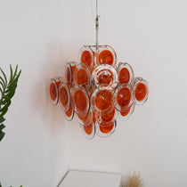 Orange Transparent Murano Glass Disc Chandelier