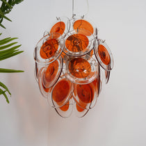 Orange Transparent Murano Glass Disc Chandelier