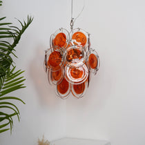 Orange Transparent Murano Glass Disc Chandelier