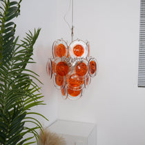 Orange Transparent Murano Glass Disc Chandelier