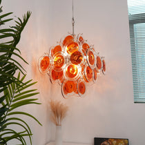 Orange Transparent Murano Glass Disc Chandelier