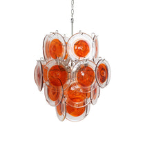 Orange Transparent Murano Glass Disc Chandelier