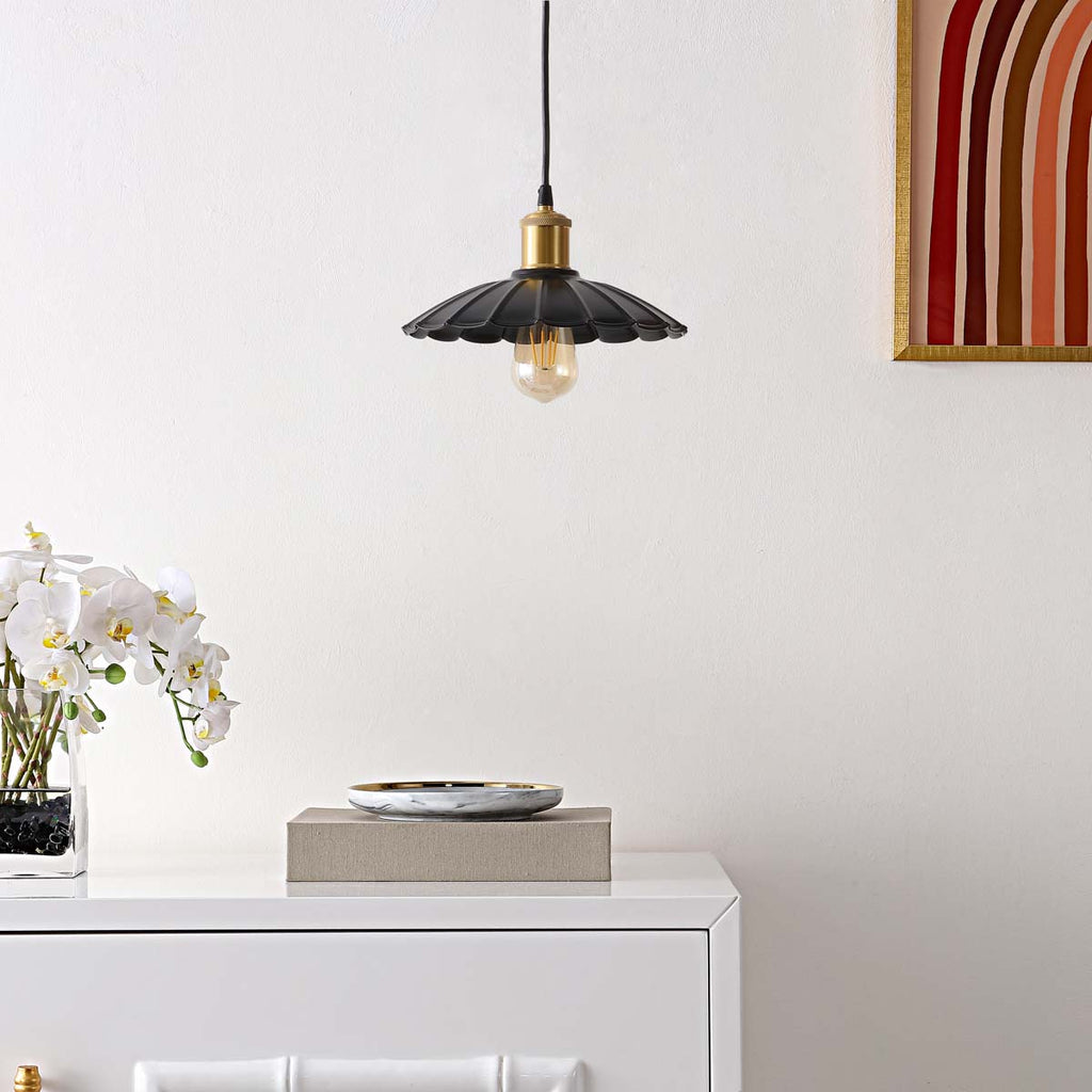 Olyra Modern Brass Frame Pendant 10" - CasaraHouse