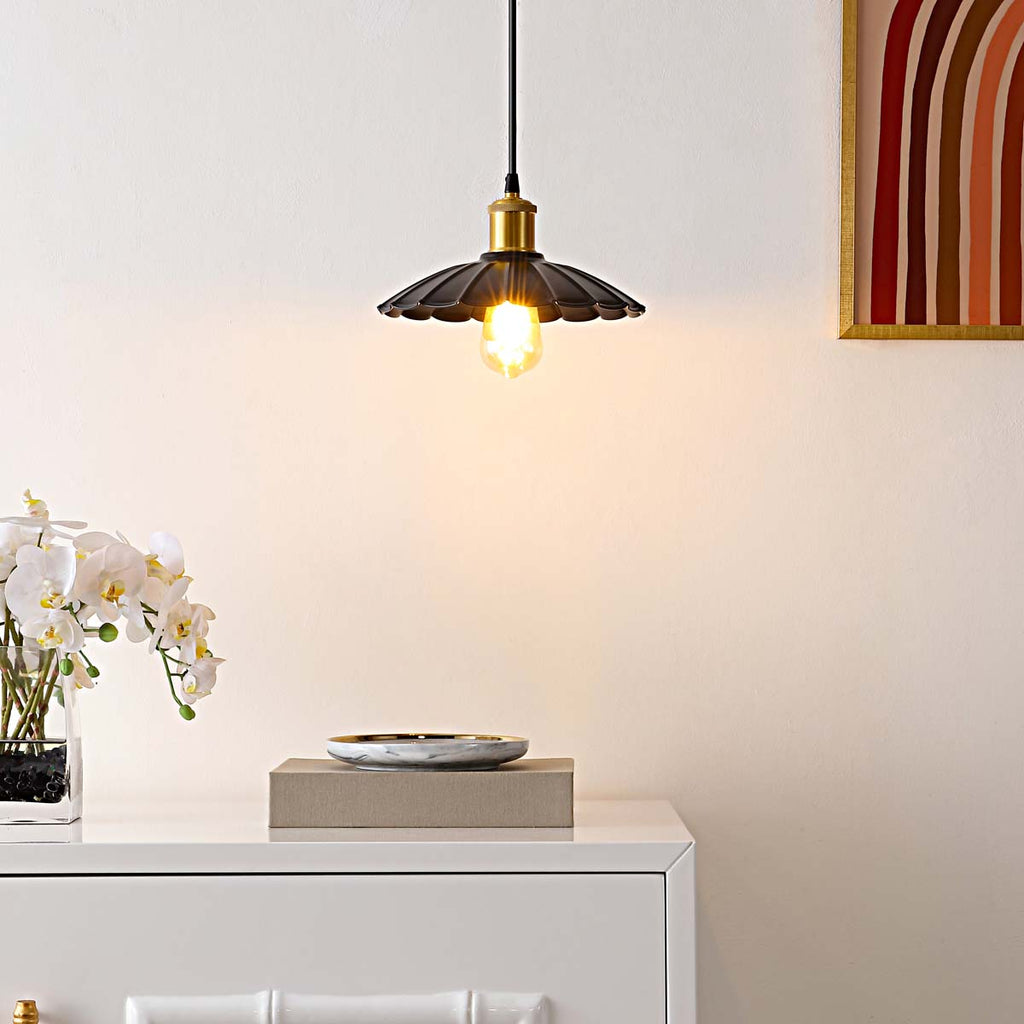 Olyra Modern Brass Frame Pendant 10" - CasaraHouse
