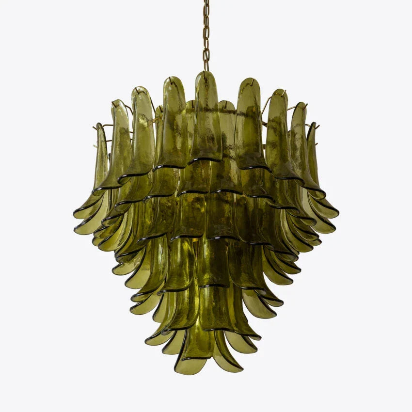 Murano Glass Green Petals Chandelier