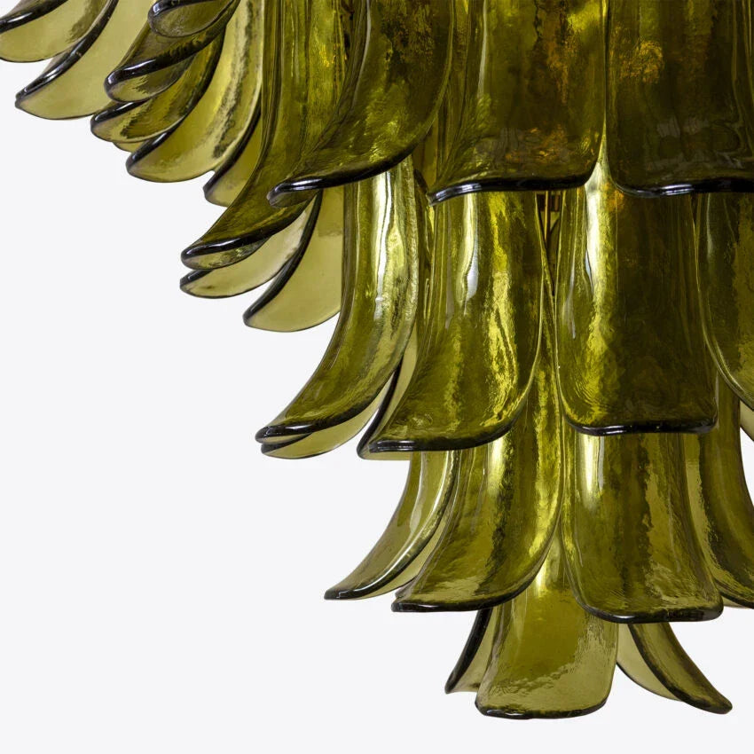 Murano Glass Green Petals Chandelier
