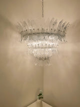 Palm Leaves Murano Transparent Glass Chandelier