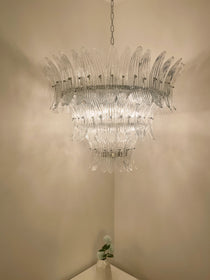 Palm Leaves Murano Transparent Glass Chandelier