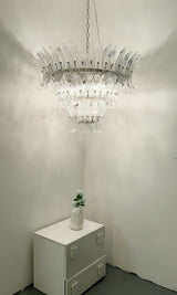 Palm Leaves Murano Transparent Glass Chandelier