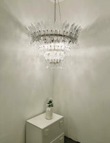 Palm Leaves Murano Transparent Glass Chandelier