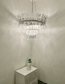 Palm Leaves Murano Transparent Glass Chandelier