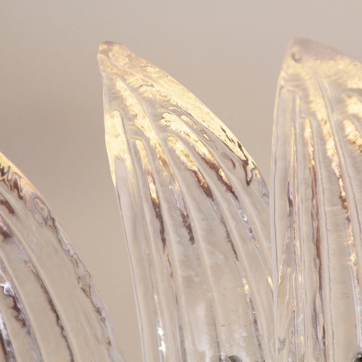 Palm Leaves Murano Transparent Glass Chandelier