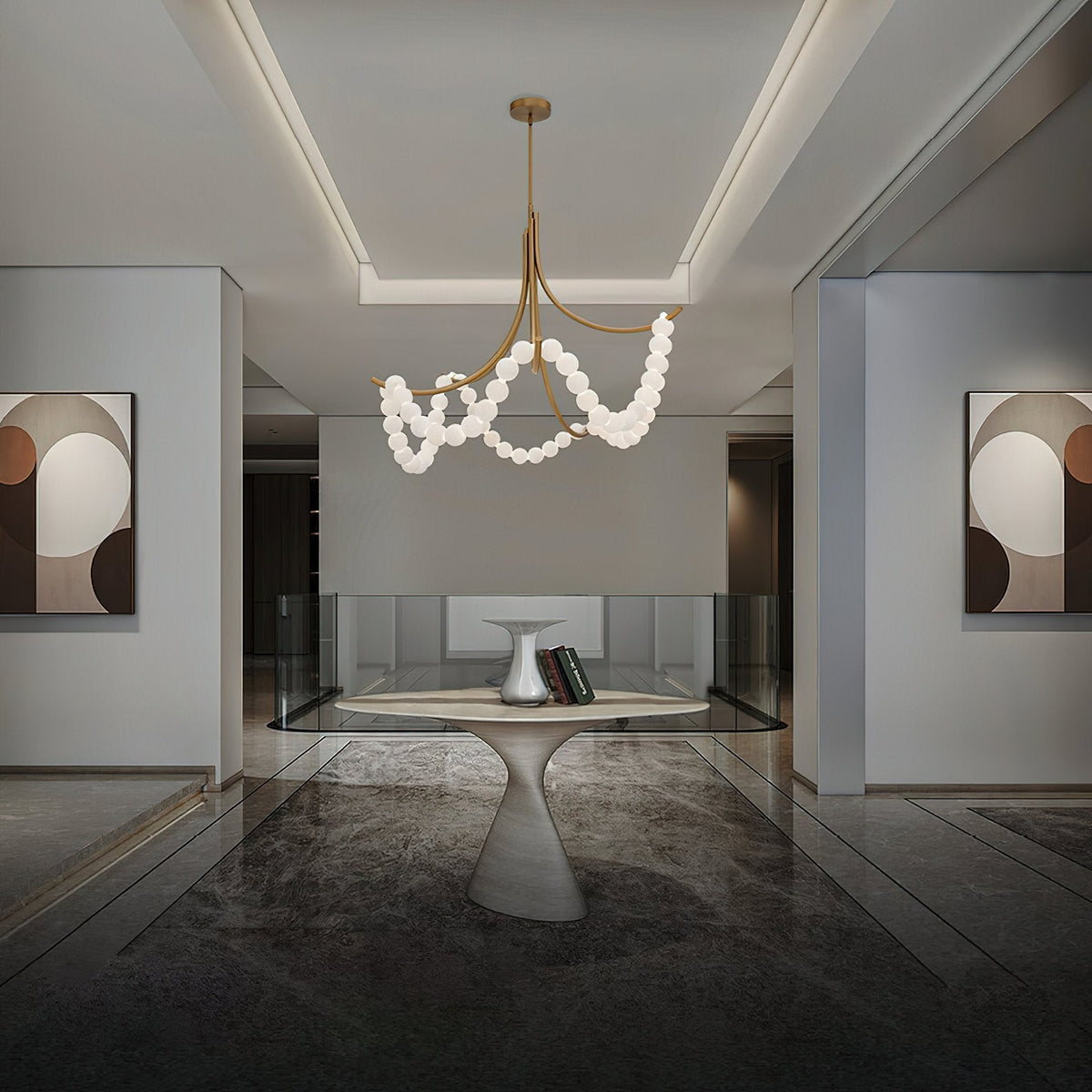 Natural Stone Illuminated Disc Chandelier - CasaraHouse