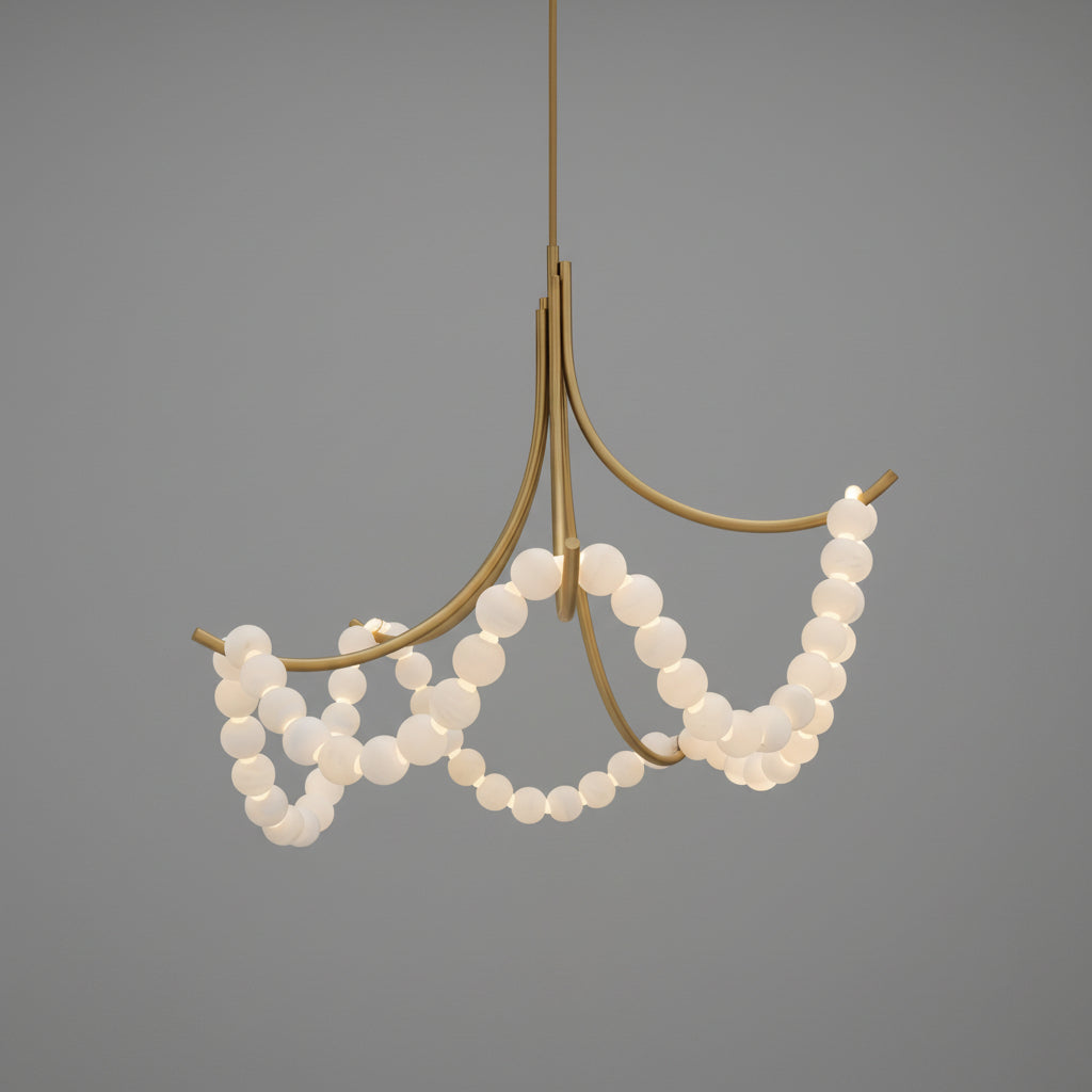 Natural Stone Illuminated Disc Chandelier - CasaraHouse Main image