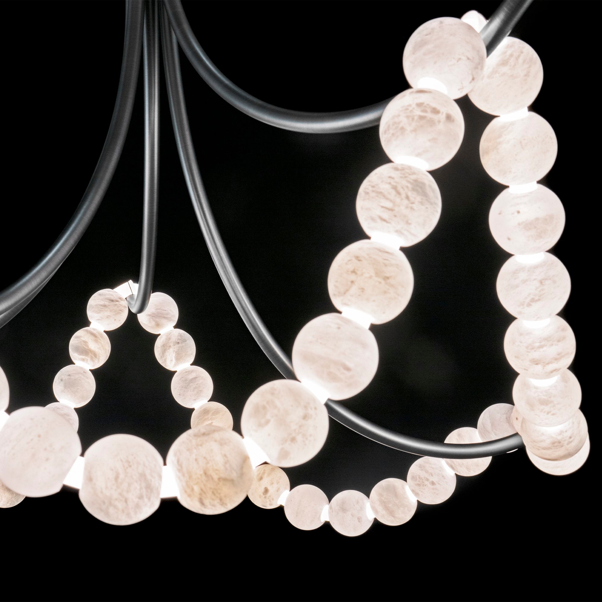 Natural Stone Illuminated Disc Chandelier - CasaraHouse