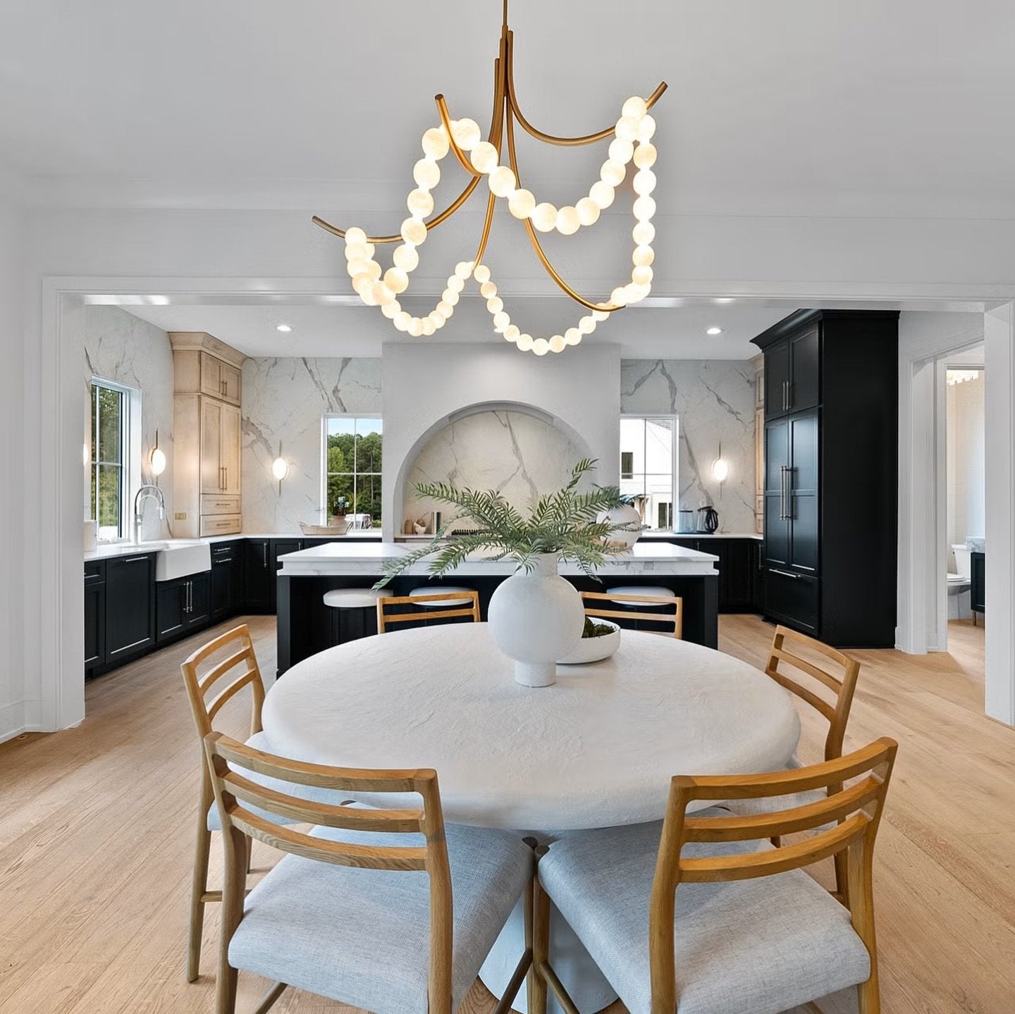 Natural Stone Illuminated Disc Chandelier - CasaraHouse