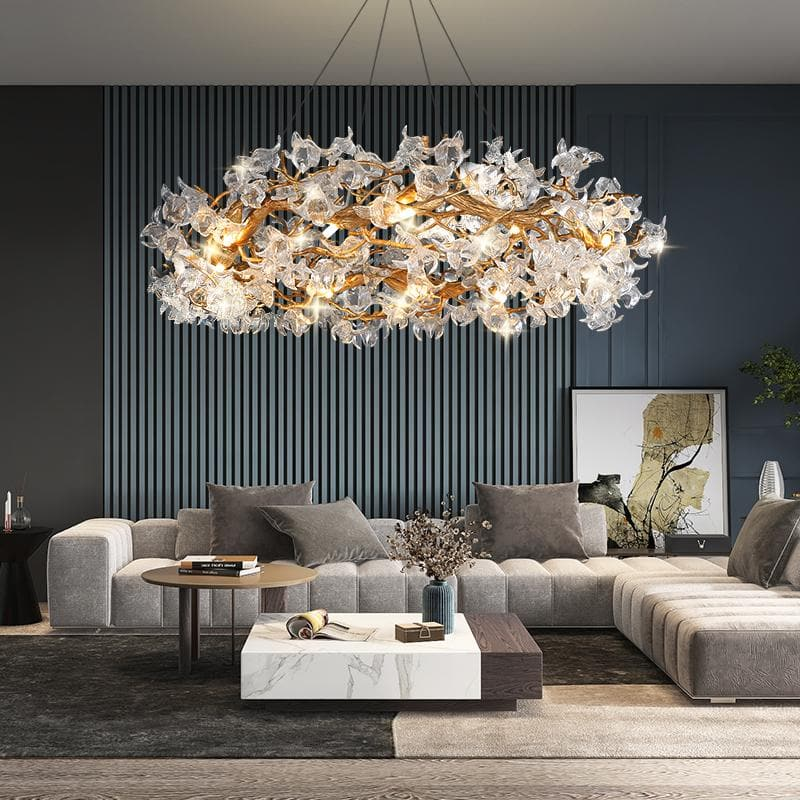 Modern Petal Crystal Round Brass Branch Chandelier Secondary image
