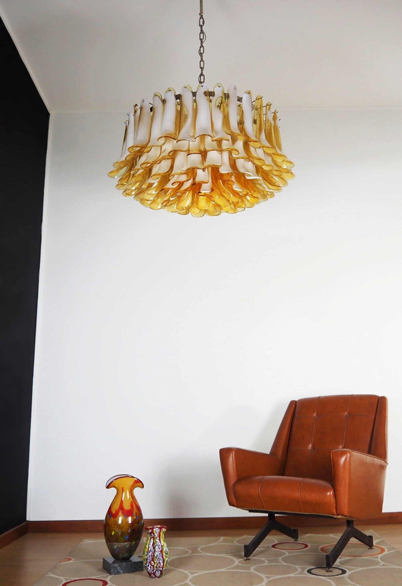 Designer Petal Amber Murano Glass Chandelier - CasaraHouse