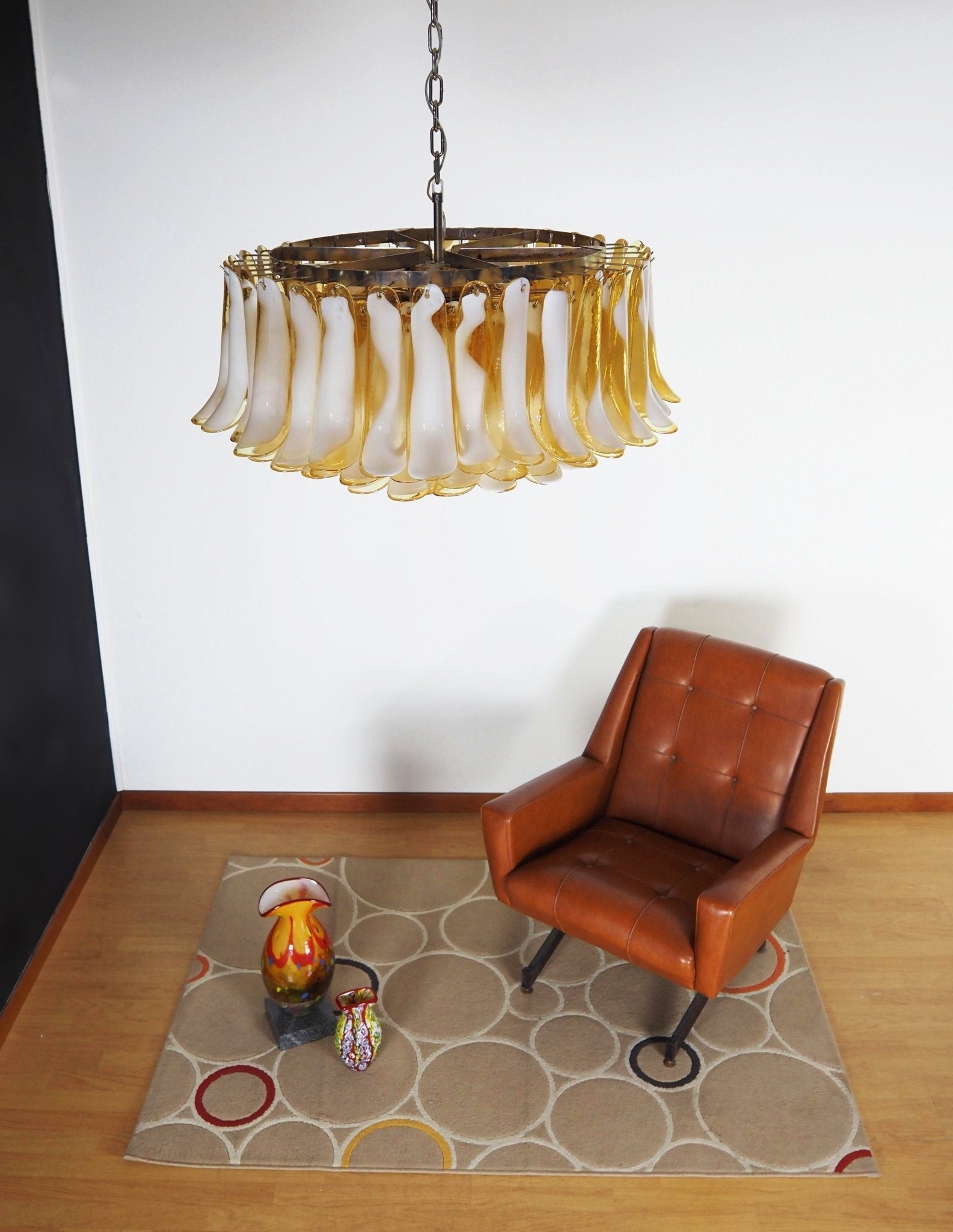 Designer Petal Amber Murano Glass Chandelier - CasaraHouse