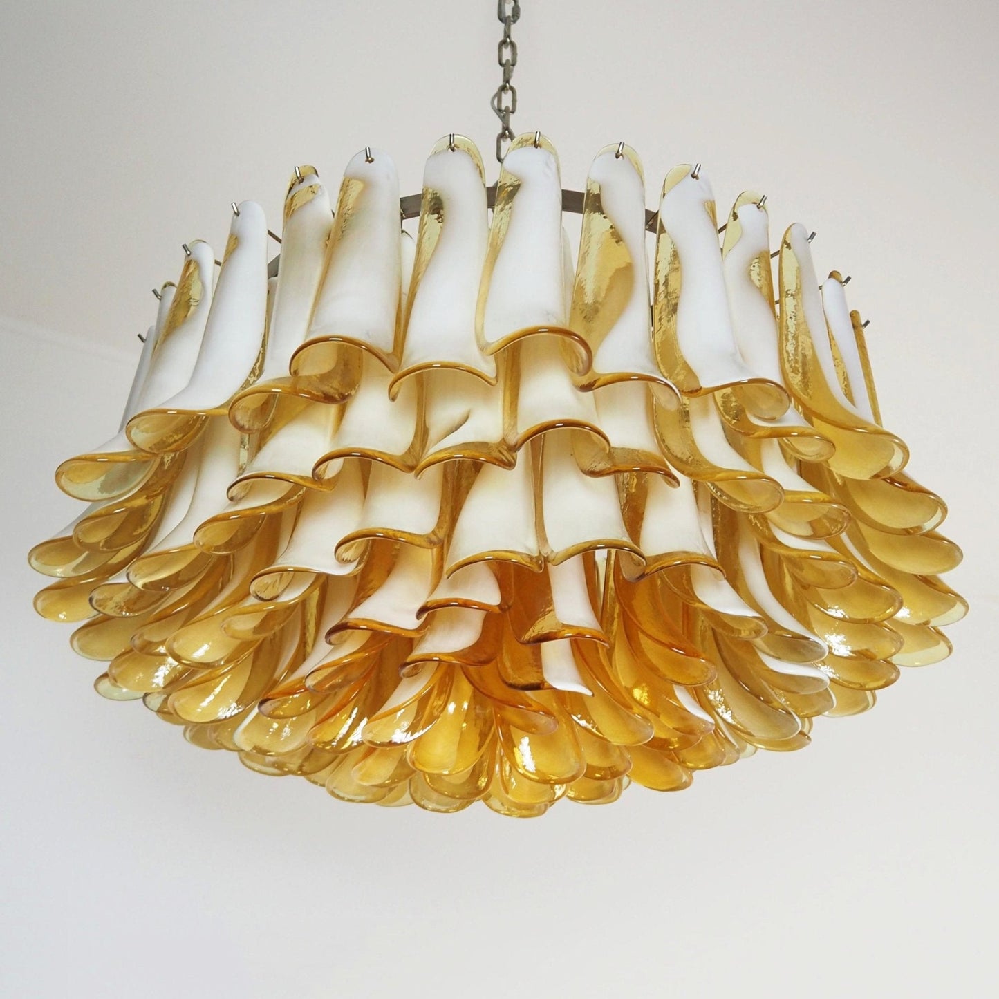 Designer Petal Amber Murano Glass Chandelier - CasaraHouse