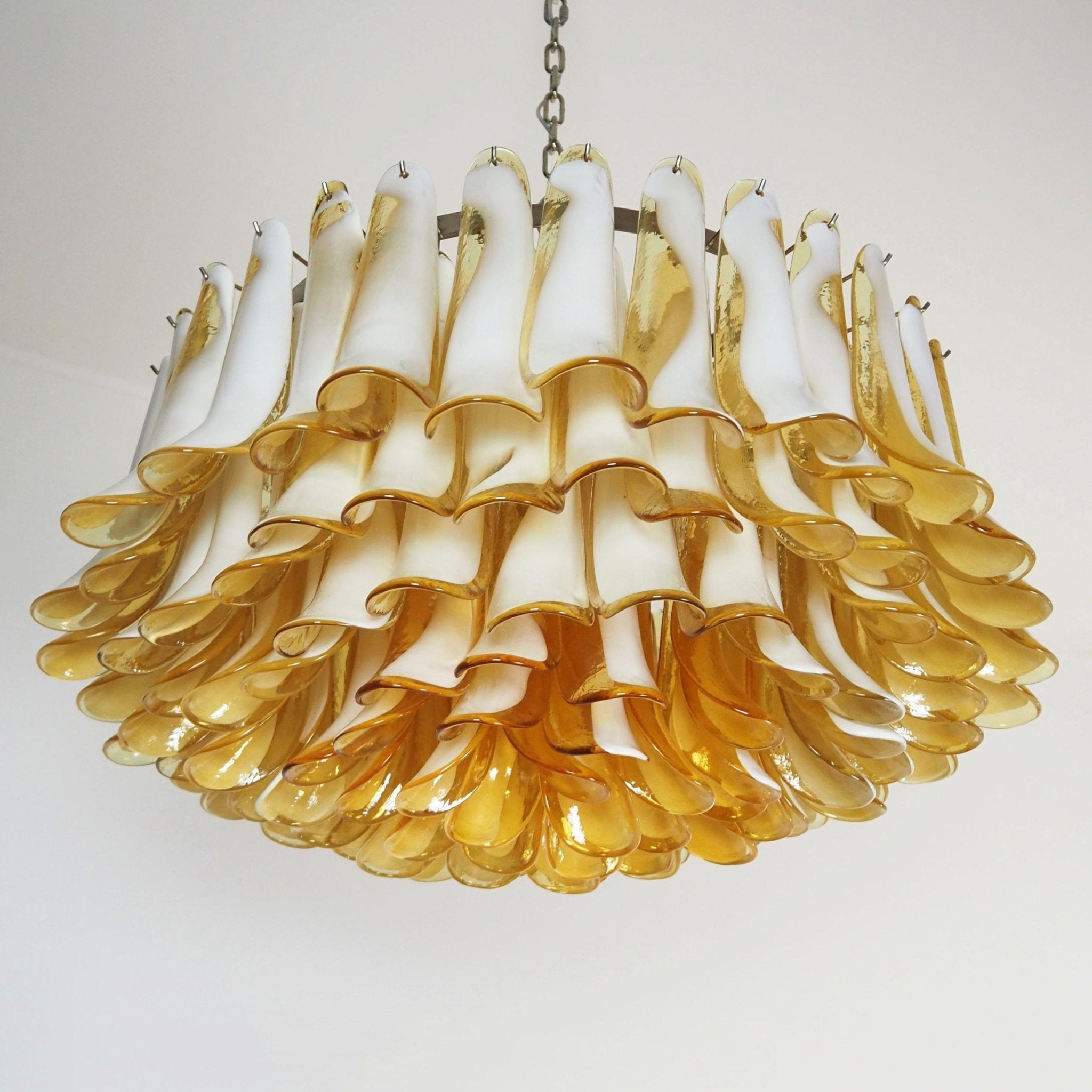 Designer Petal Amber Murano Glass Chandelier - CasaraHouse