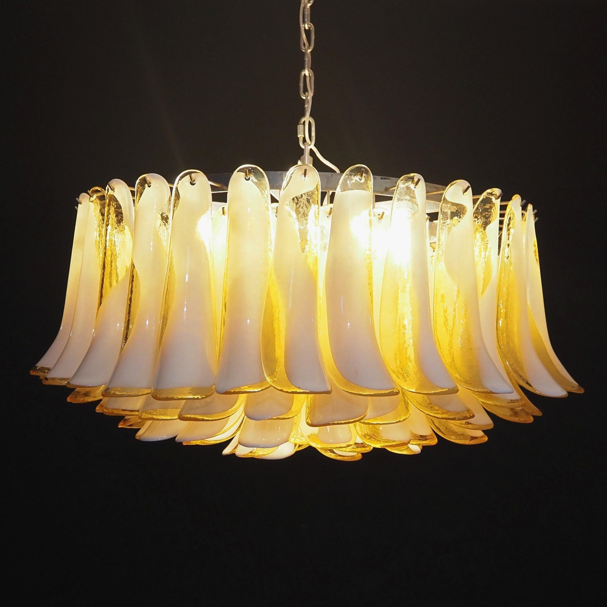 Designer Petal Amber Murano Glass Chandelier - CasaraHouse