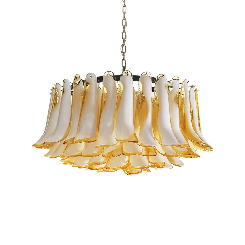 Designer Petal Amber Murano Glass Chandelier - CasaraHouse