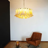 Designer Petal Amber Murano Glass Chandelier - CasaraHouse